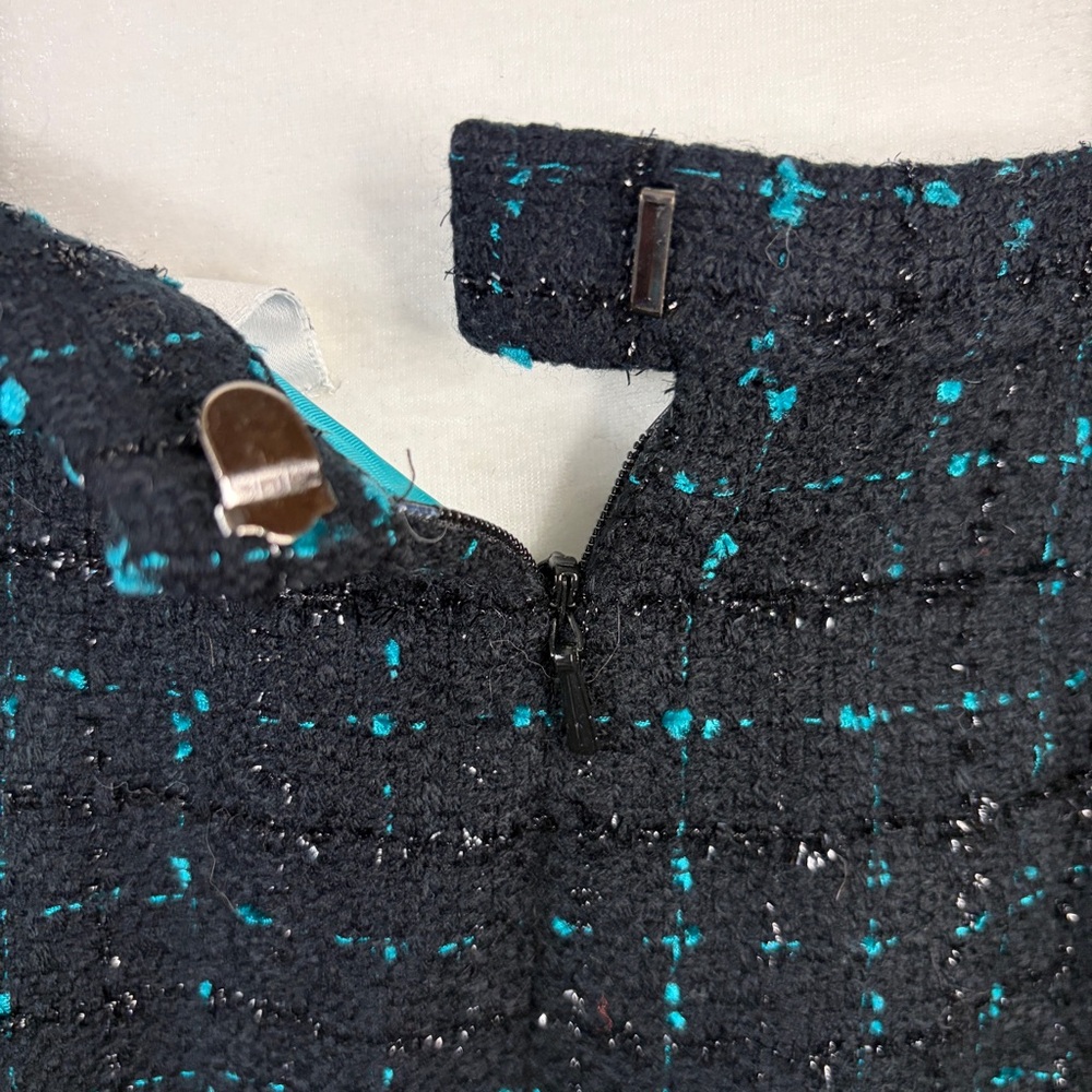 CHADWICK’S Vintage Woven Tweed Black & Teal Blazer and Skirt Set - Picture 11 of 16